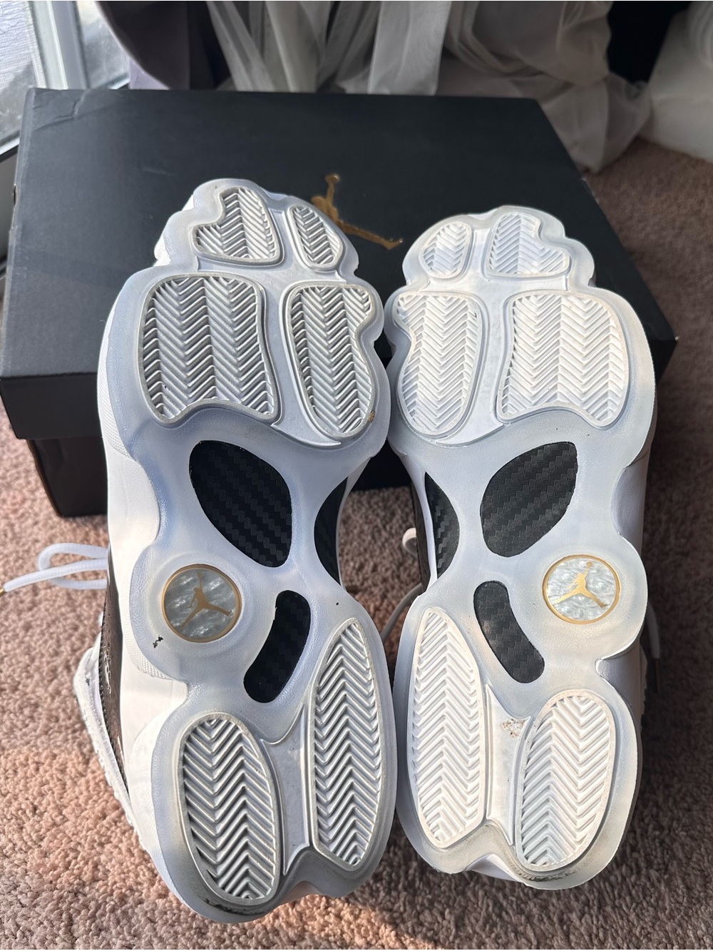 NIKE Air Jordan 6 Rings White Black Metallic Gold Sz 10.5 Men's (Worn Once) - Picture 5 of 7